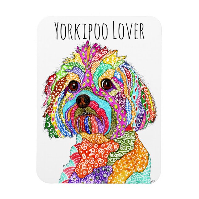Cute and Colourful Yorkipoo Dog Magnet 3"x4" (Vertical)