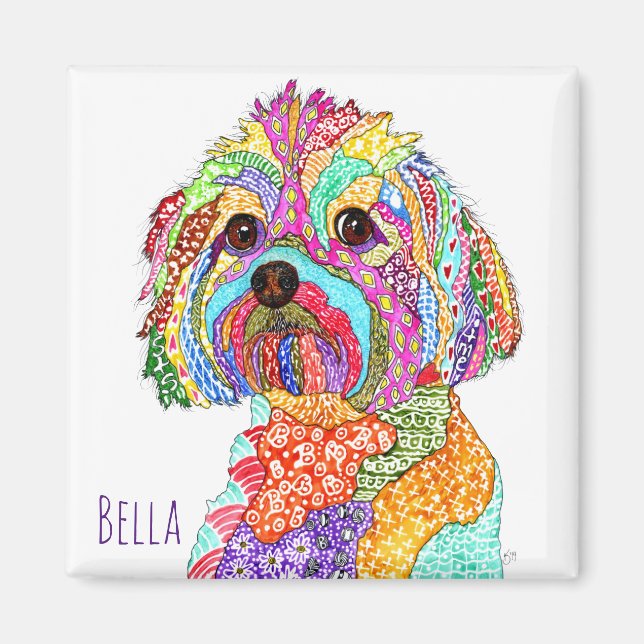 Cute and Colourful Yorkipoo Magnet (Front)