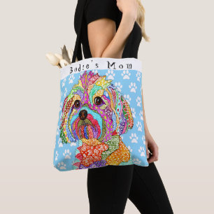 Cute and Colourful Yorkipoo Personalised Tote Bag