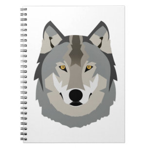 Cute and Cool Grey Wolf Face, Illustrated Animal Notebook