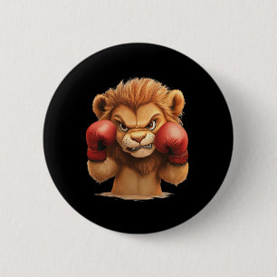Cute And Cool Lion With Boxing Gloves For A Casual 6 Cm Round Badge