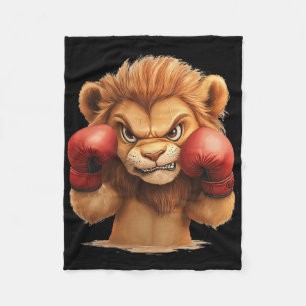 Cute And Cool Lion With Boxing Gloves For A Casual Fleece Blanket