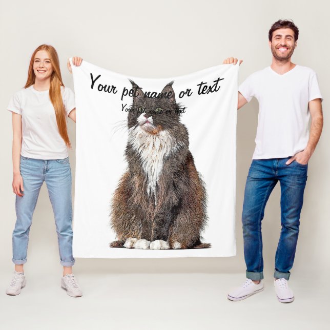 Cute and Cool, Maine Coon Cat Fleece Blanket (In Situ)