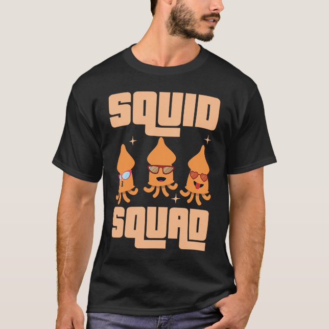 Cute And Cool Squid Squad Family Seafood T-Shirt (Front)