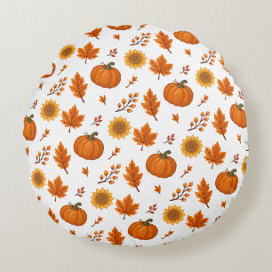 Cute and cosy Autumn Harvest Round Cushion