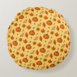 Cute and cosy Autumn Harvest Round Cushion