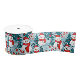 Cute and Cosy Snowman Christmas Satin Ribbon