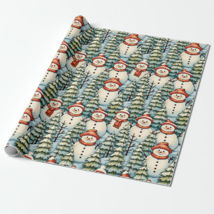 Cute and Cosy Snowman Christmas Wrapping Paper