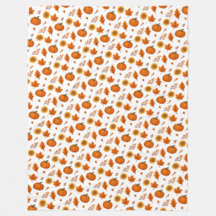 Cute and cosy Watercolour Autumn Harvest  Fleece Blanket