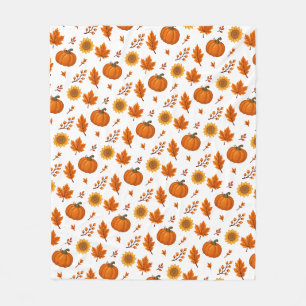 Cute and cosy Watercolour Autumn Harvest  Fleece Blanket