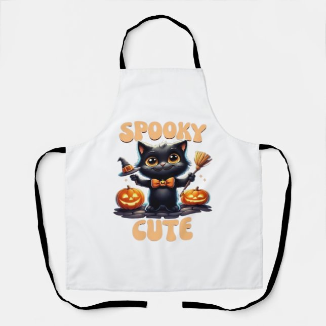 Cute and creepy black cat Classic T-Shirt Apron (Front)