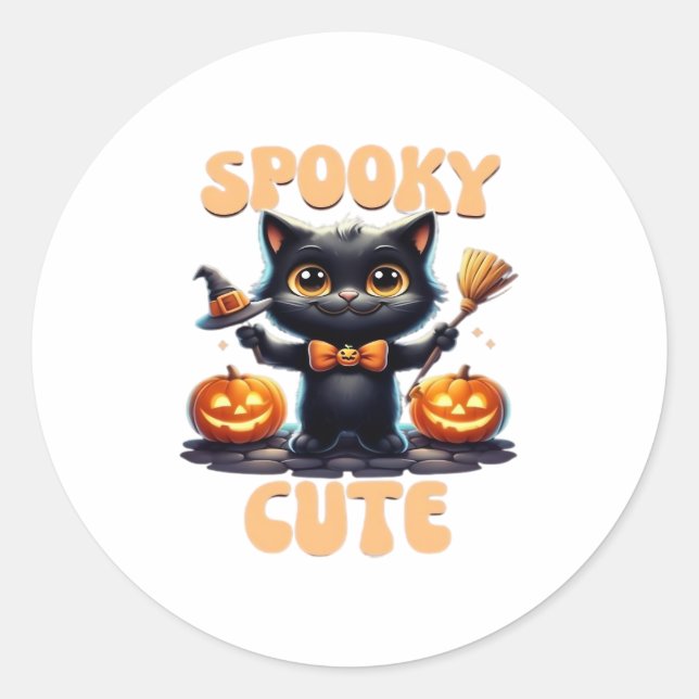Cute and creepy black cat Classic T-Shirt Classic Round Sticker (Front)