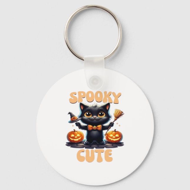 Cute and creepy black cat Classic T-Shirt Key Ring (Front)
