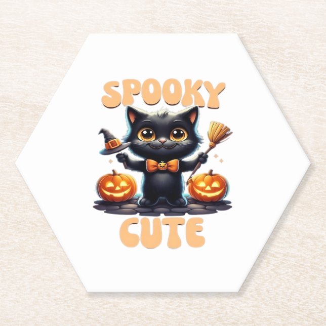 Cute and creepy black cat Classic T-Shirt Paper Coaster (Front)