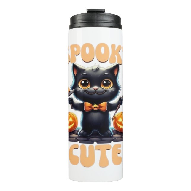 Cute and creepy black cat Classic T-Shirt Thermal Tumbler (Front)