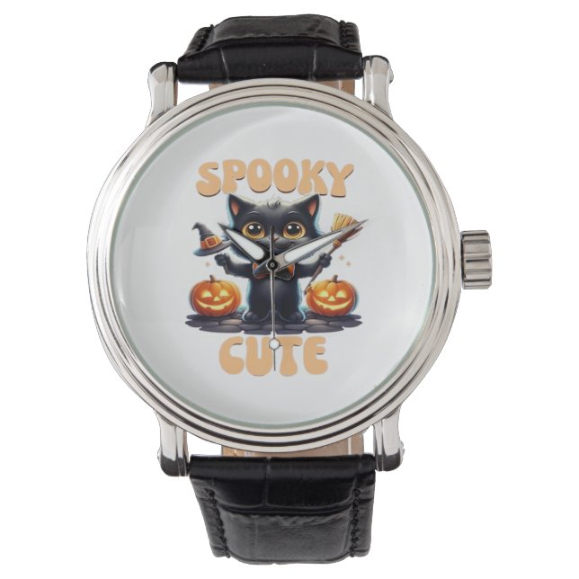 Cute and creepy black cat Classic T-Shirt Watch (Front)