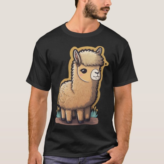 Cute and Cropped Andean Beauty Trendy Gen Z Llama T-Shirt (Front)
