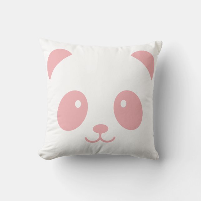 Cute and Cuddly Pink Panda Throw Pillow (Front)