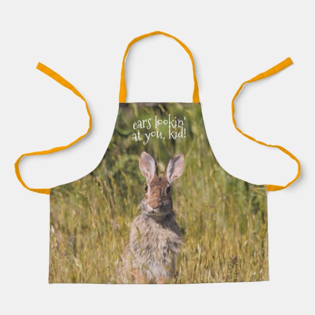 Cute and Curious Eastern Cottontail Rabbit Apron (Front)