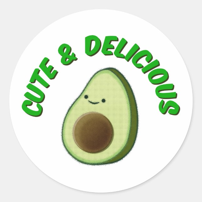 Cute And Delicious Avocado Classic Round Sticker (Front)