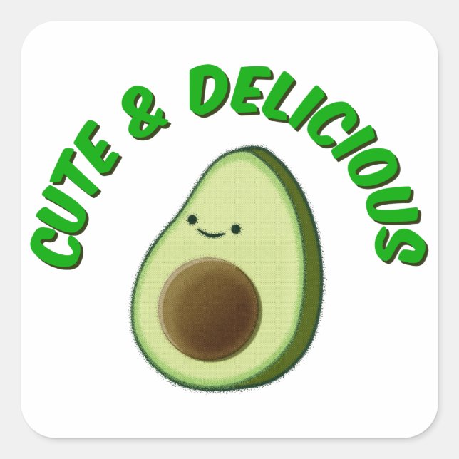Cute And Delicious Avocado Square Sticker (Front)