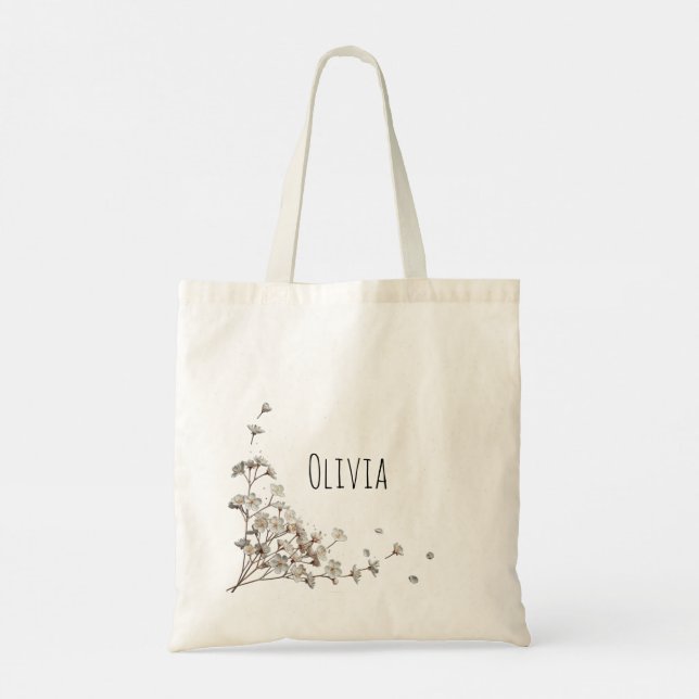 Cute and Elegant Flowers Tote Bag (Back)