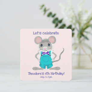 Cute and elegant little mouse custom Birthday  Invitation