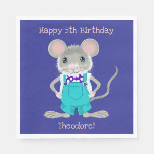 Cute and elegant little mouse custom Birthday Napkin