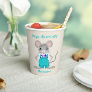 Cute and elegant little mouse custom Birthday Paper Cups