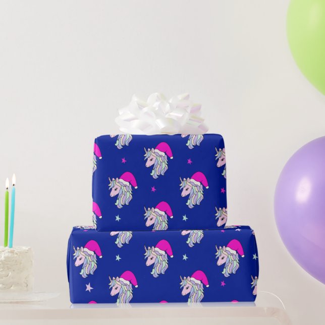 Cute and elegant unicorn Santa pattern Wrapping Paper (Party Gifts)