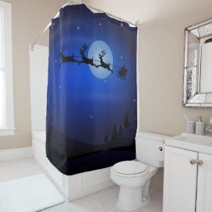 Cute and Elegant Visit From Santa Claus Christmas Shower Curtain