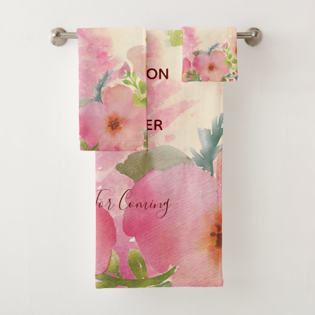 Cute and elegant watercolor floral  bath towel set (Insitu)
