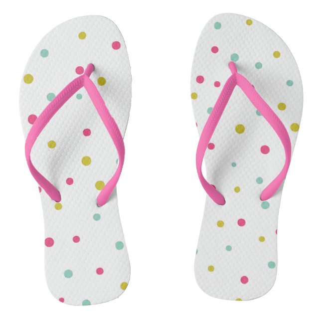 Cute and Festive Colourful Confetti Dots Pattern Flip Flops (Footbed)