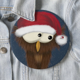 Cute and Festive Owl 6 Cm Round Badge