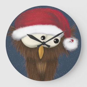 Cute and Festive Owl Large Clock