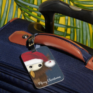 Cute and Festive Owl Luggage Tag
