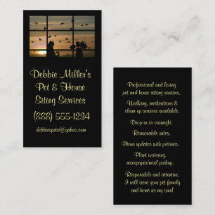 Cute and Flowers in Home House and Pet Sitting Business Card
