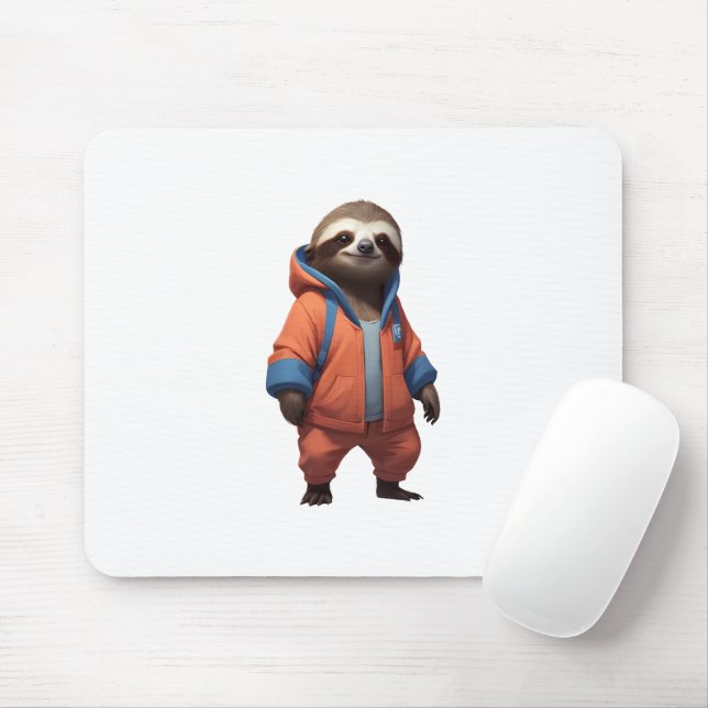 Cute and Friendly Sloth Illustration Mouse Mat (With Mouse)