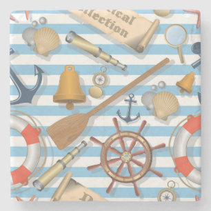 Cute and Full Nautical Collection of Sea Goodies Stone Coaster