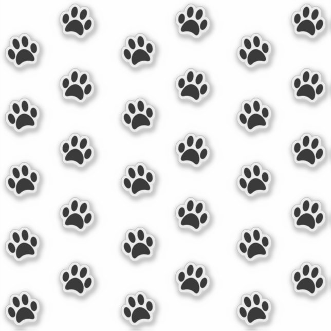 Cute and Fun Black Paw Prints Sticker Set (Front)