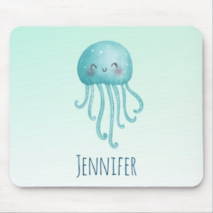 Cute and Fun Blue-Green Jellyfish Mouse Mat