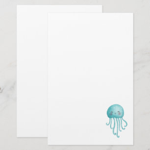 Cute and Fun Blue-Green Jellyfish Stationery