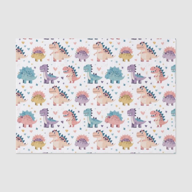 Cute and Fun colourful Dinosaur Pattern Tissue Paper (Front)