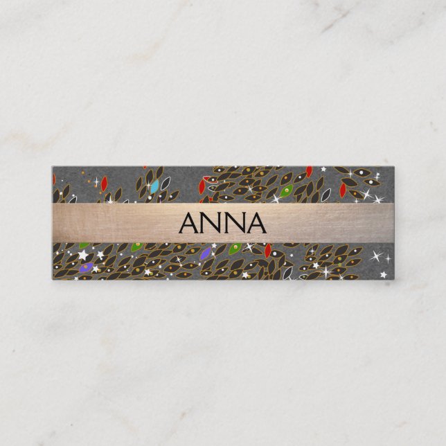 Cute and Fun Cool Colourful Pattern Gold Striped Mini Business Card (Front)