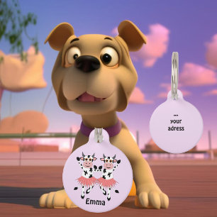 Cute and fun dancing cows, custom pet tag