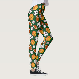 Cute and Fun Different sport theme Pattern Sporty Leggings