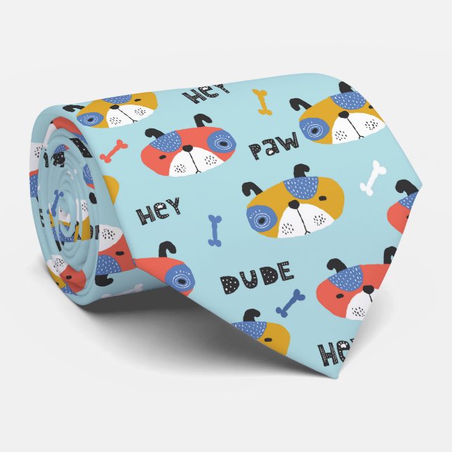 Cute and Fun Dog Pattern Tie (Rolled)