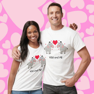 Cute and fun elephant couple with heart - custom T-Shirt