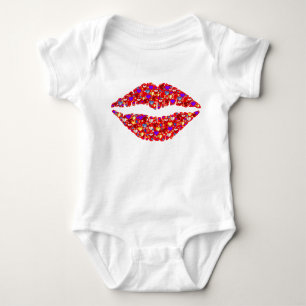 Cute and Fun Heart Kiss Lips Baby Bodysuit
