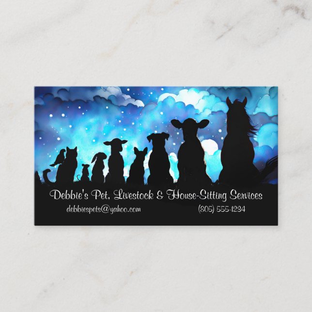 Cute and Fun House Pet and Livestock House Sitting Business Card (Front)